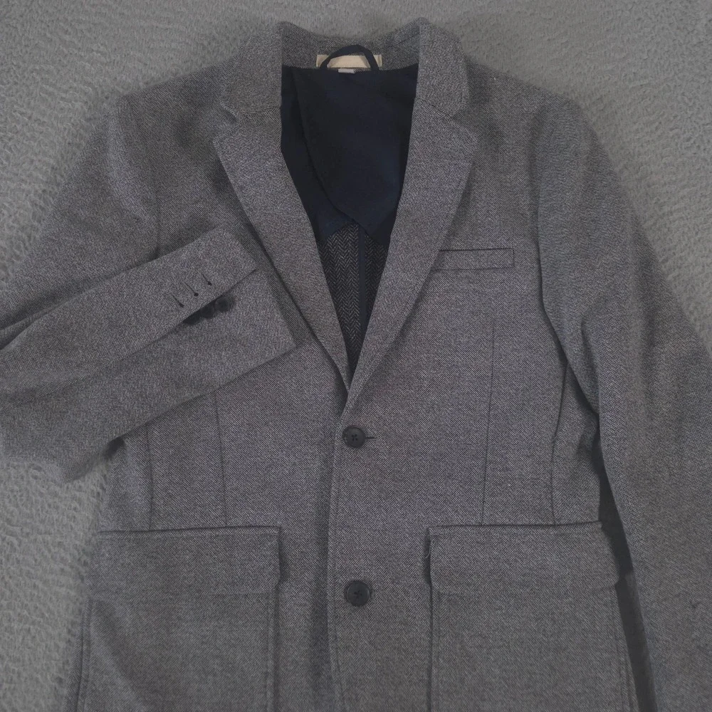 Goodfellow & Co Blazer Mens S Gray Cotton Blend Textured Surgeons Cuff Jacket